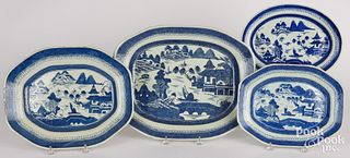 Four Chinese export Canton porcelain platters