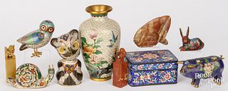 Group of Chinese cloisonné animals, etc.