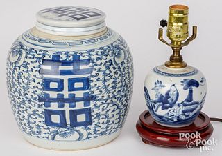Chinese export blue and white ginger jar