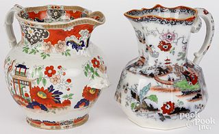 Two large ironstone pitchers, 19th c.