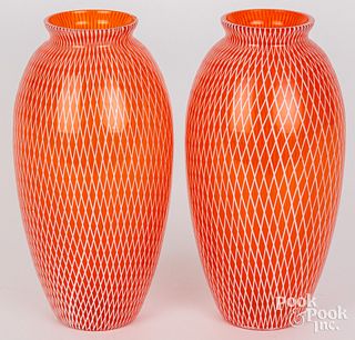 Pair of Murano glass vases, 20th c.