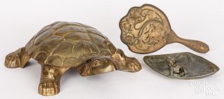 Golden Novelty brass turtle spittoon, early 20th c