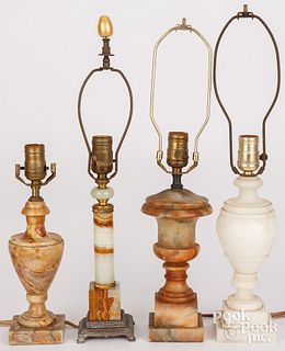 Group of marble and alabaster table lamps