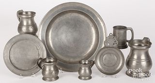 Group of pewter tablewares, 19th c.