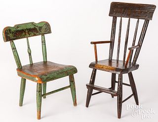 Two children's/doll chairs, 19th c.
