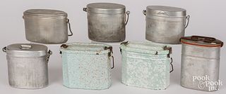 Seven children's lunch boxes, early 20th c.