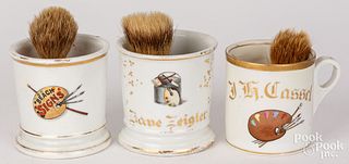 Three artist occupational shaving mugs, ca. 1900