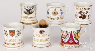 Six fraternal lodge occupational shaving mugs