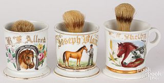 Three horse related occupational shaving mugs