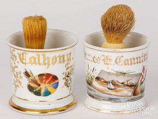 Two artist occupational shaving mugs, ca. 1900