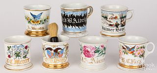 Seven shaving mugs, ca. 1900