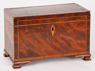 Regency inlaid mahogany tea caddy, early 19th c.