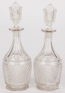 Pair of colorless glass decanters