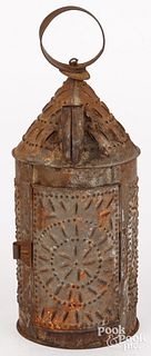 Punched tin candle lantern, 19th c.