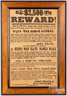Slave reward broadside poster