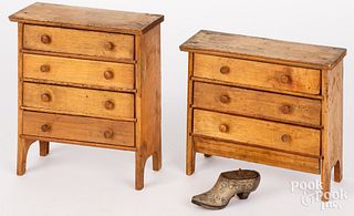Two doll size chest of drawers, early 20th c.