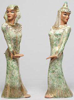 2 Yona Ceramic Female Dancing Figures
