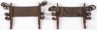 Pair of wrought iron boot scrapes, 19th c.