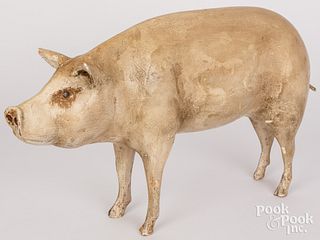 Carved and painted pig trade sign, 20th c.