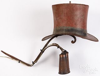 Painted sheet iron hatter trade sign, 19th c.