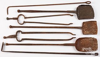 Group of iron fireplace tools, 18th/19th c.