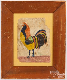Ink and watercolor portrait of a rooster, 19th c.