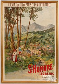 French St. Honoré Les Bains travel poster