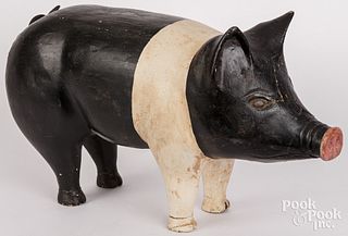 Carved and painted pig trade sign, 20th c.