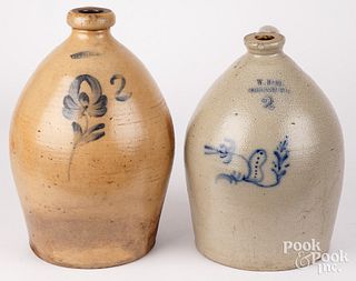 Two New York stoneware two-gallon jugs, 19th c.
