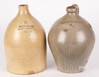 Two Massachusetts stoneware jugs, 19th c.