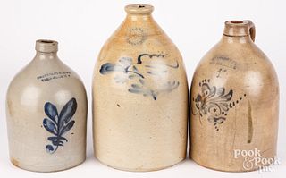 Three New York stoneware jugs, 19th c.