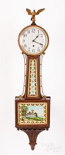 Waterbury mahogany banjo clock, ca. 1900