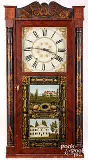 Stenciled column and splat mantle clock, 19th c.