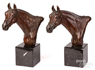 Pair Terri Malec Osborne bronze horse statutes