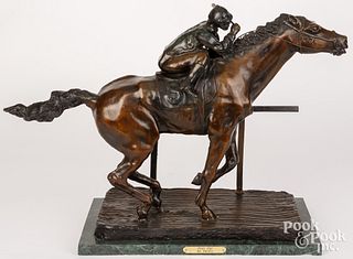 Ray Renfro bronze horse race sculpture