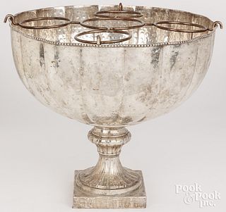 Large silver plated wine cooler bowl, 19th c.