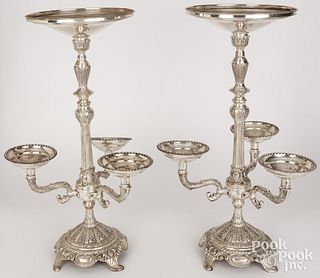 Large pair of silver plated epergnes, ca. 1900