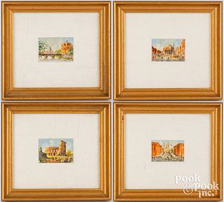 Four miniature oil paintings