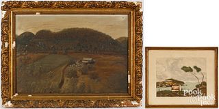 Oil on canvas landscape, 19th c., etc.