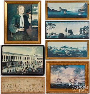 Six Winterthur prints on canvas, etc.