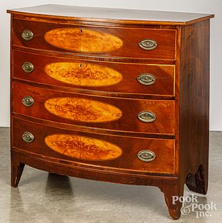 New England Federal bow front chest of drawers