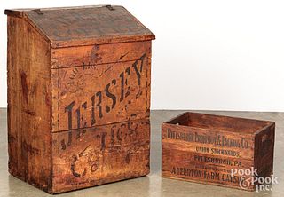 Jersey Coffee pine country store bin, late 19th c.