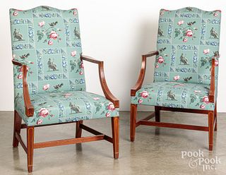 Pair of Federal style mahogany lolling chairs