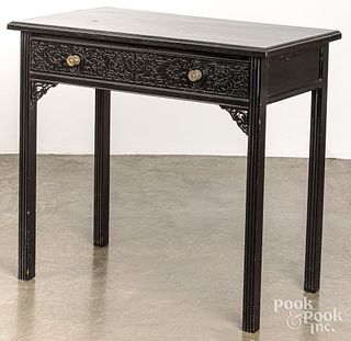 Chinese Chippendale style ebonized console table