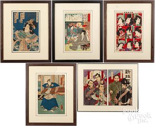 Five Japanese woodblock prints