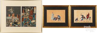 Three Japanese woodblock prints