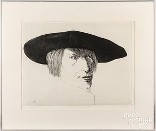 Leonard Baskin portrait of Lucas Leyden etching