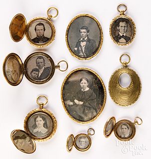 Nine photo lockets, 19th c.