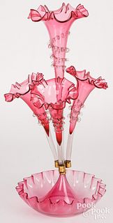Victorian cranberry glass epergne, 19th c.