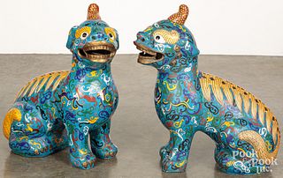 Pair of Chinese enameled Qilin figures